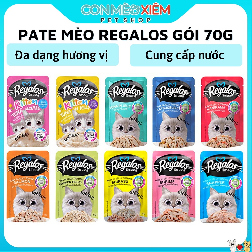 Pate cho mèo Regalos 70g thái lan, thức ăn ướt tăng cân cho mèo con lớn Con Mèo Xiêm