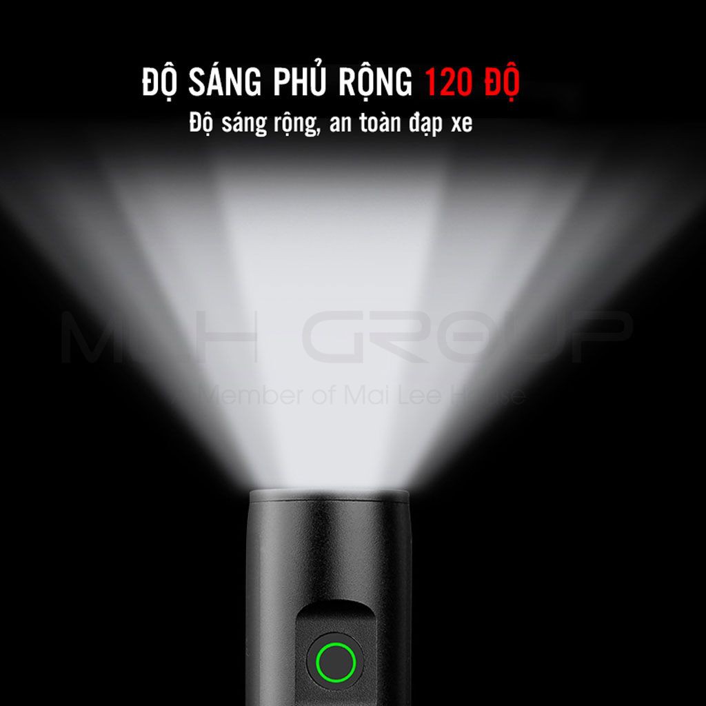 Pha Xe Đạp Siêu Sáng 400 Lumens Sạc Điện USB 3 Chế Độ Chống Nước Vỏ Hợp Kim Nhôm Bền Bỉ Dung Lượng Pin 2000 mAh MLH