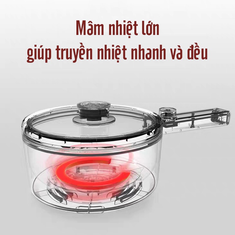 Nồi Nấu Mì Nồi Lẩu Điện Mini Chảo Lẩu Chống Dính Đa Năng Dung Tích 1.5L Công Suất 600W 2 Chế Độ Nhiệt Bảo Hành 12 Tháng