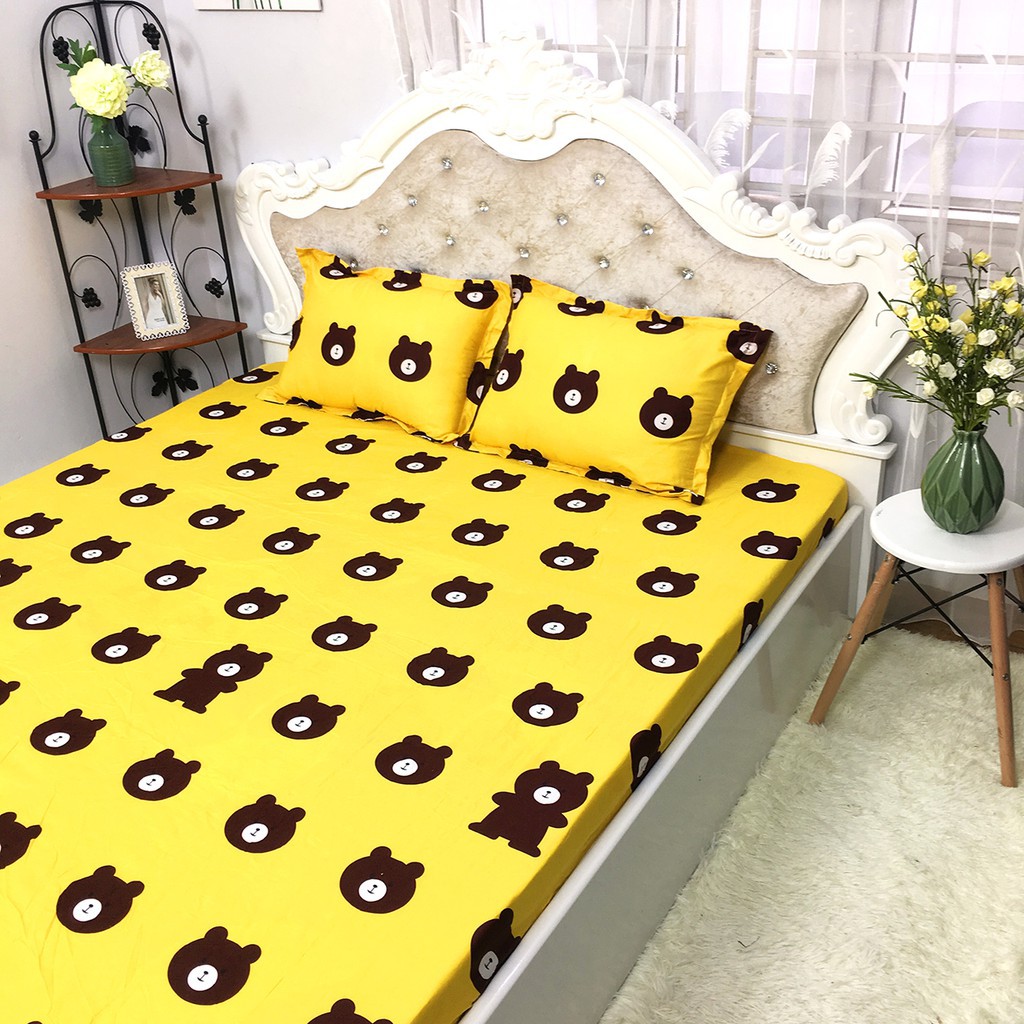 Bộ Ga Gối Cotton Poly Mẫu GẤU VÀNG Cho Trẻ Em Mẫu Trẻ Trung Xinh Xắn Đáng Yêu