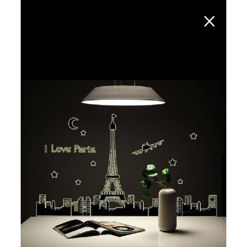 decal dán tường dạ quang tháp Pari