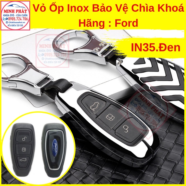 Vỏ Ốp Inox Bảo Vệ Chìa Khoá xe Ô Tô Ford Ecosport Focus Fiesta