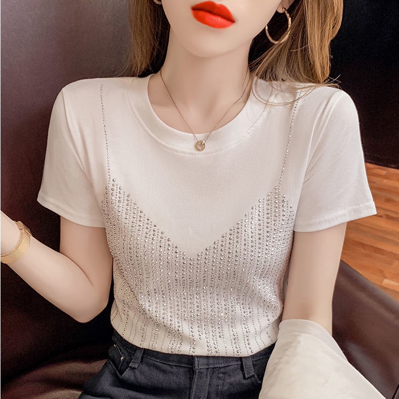 Áo Thun Đen 95% Cotton Tay Ngắn Dáng Ôm Thời Trang Mùa Hè Năng Động Cho Nữ