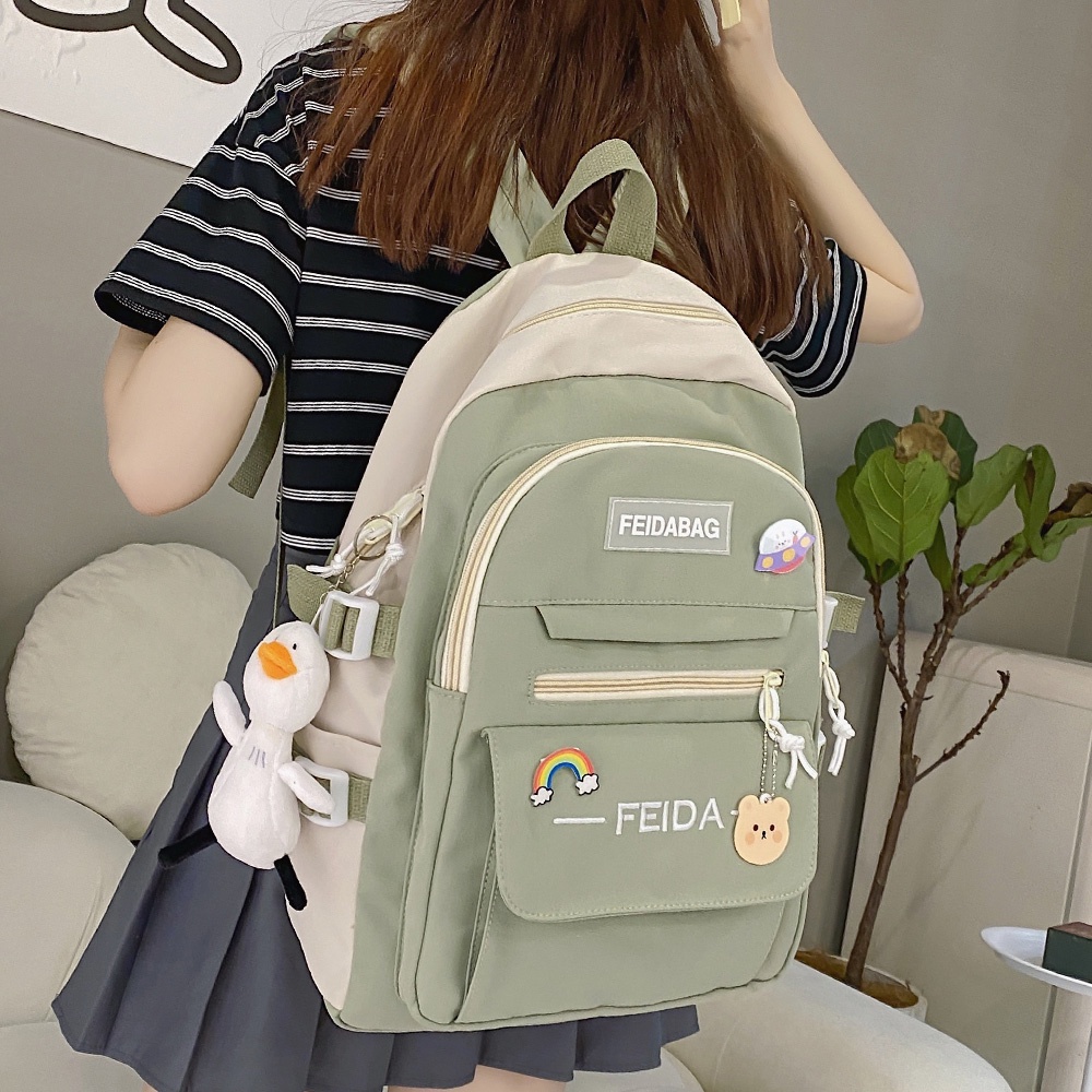 Ba Lô Đựng Laptop Bằng Nylon Chống Nước Thời Trang Harajuku Dễ Thương Cho Nữ Sinh