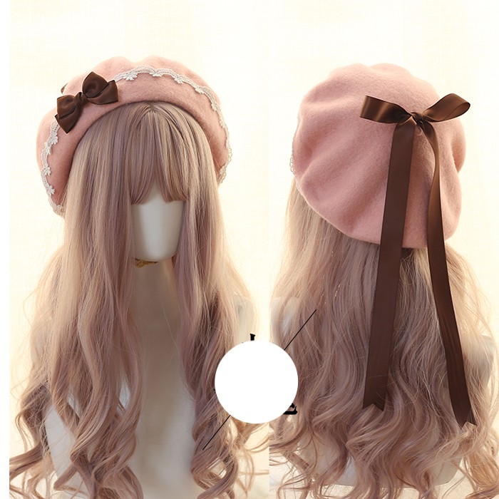 YAS0077-Mũ nồi lolita phối ren đính nơ