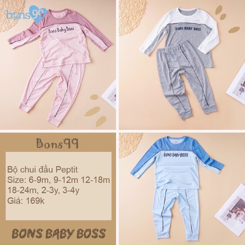 Bộ dài tay bé gái vải Petit Bons99 ( size 6M-3Y)