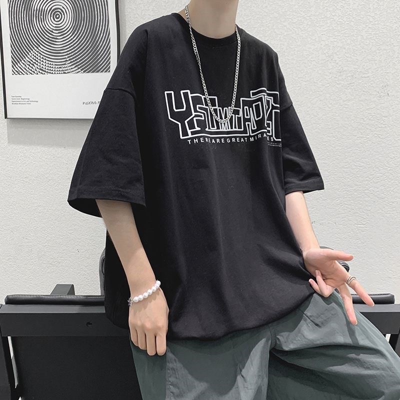 Áo phông unisex ,áo thun tay lỡ form rộng chất cotton in hình Y