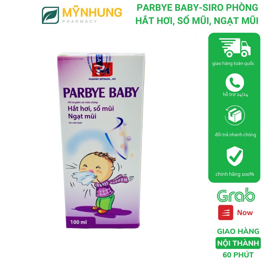 PARBYE BABY-SIRO PHÒNG HẮT HƠI, SỔ MŨI, NGẠT MŨI CHO BÉ LỌ 100ML