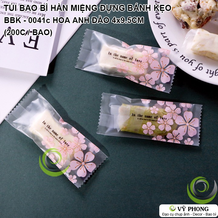 BAO BÌ TÚI NHỰA HÀN MIỆNG HÌNH HOA ANH ĐÀO NHIỀU SIZE ĐỰNG BÁNH KẸO NOUGAT COOKIE BBK-0041