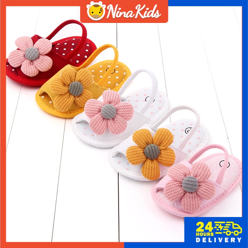 Xăng đan đế mềm hình hoa cho bé gái 0-12 tháng tuổi