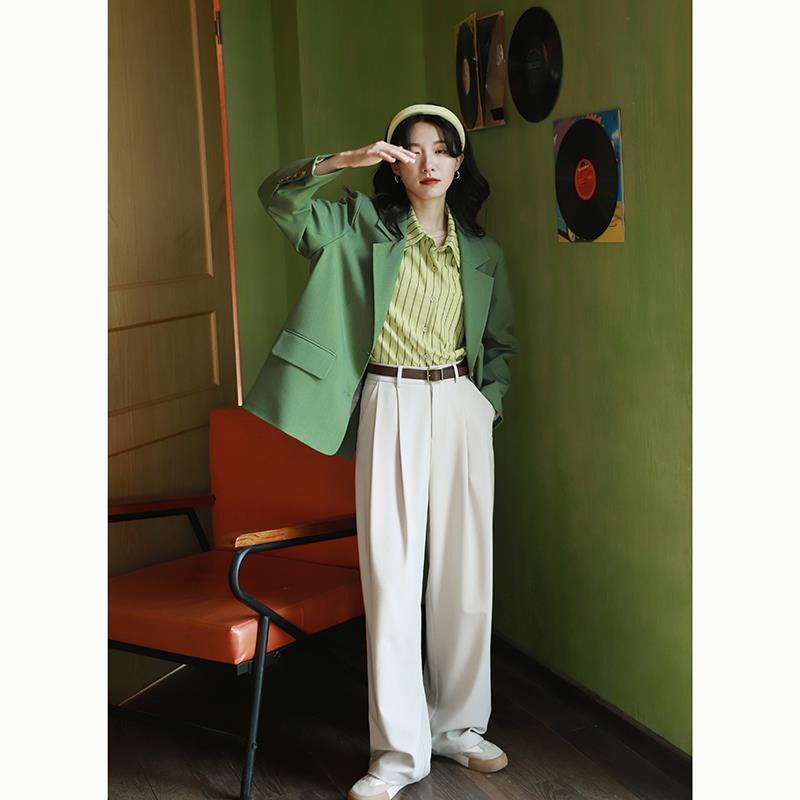 Áo Khoác Blazer Mỏng Tay Dài Cổ Bẻ Màu Xanh Lá Size S-Xl Phong Cách Hàn Quốc Thời Trang Mùa Xuân Cho Nữ | BigBuy360 - bigbuy360.vn