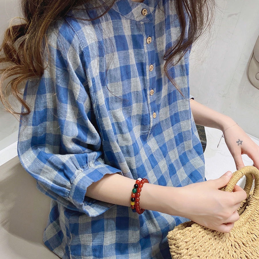 Áo Sơ Mi Tay Cánh Dơi 3 / 4 Phong Cách Hàn Quốc Cho Nữ