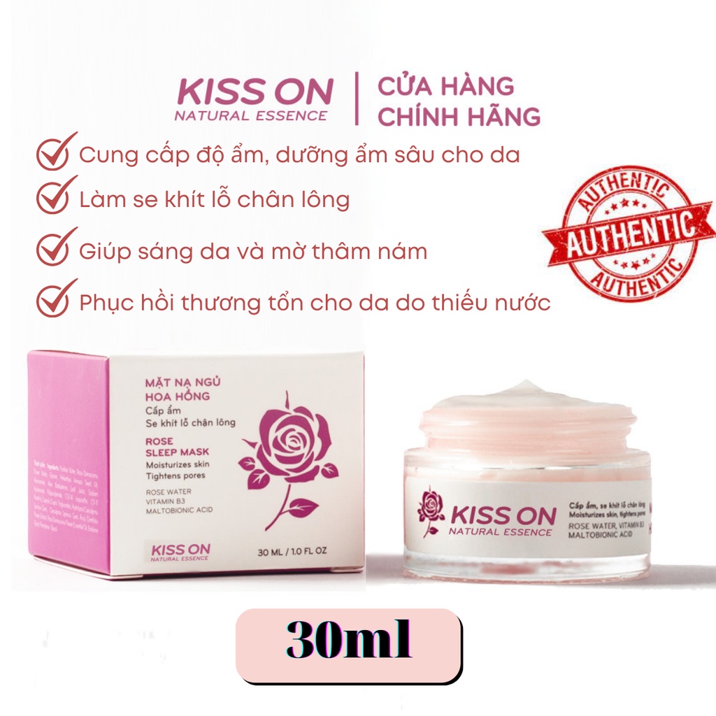 Mặt nạ ngủ hoa hồng KISS ON cấp ẩm chuyên sâu 30ml