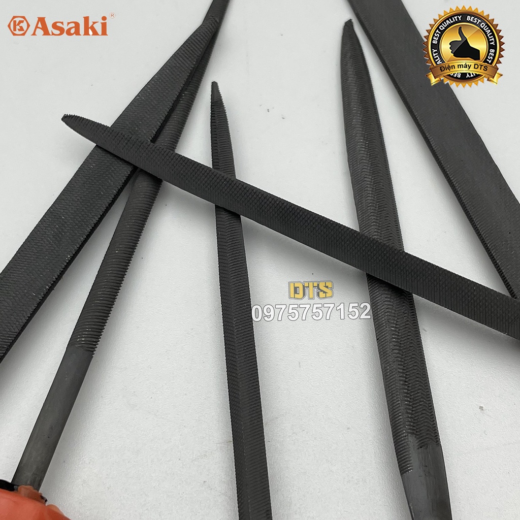 Bộ dũa mài kim loại hợp kim đa năng Asaki, bộ 6 giũa mài đa năng thép carbon T2 chống mài mòn dũa sắt mini chuyên nghiệp