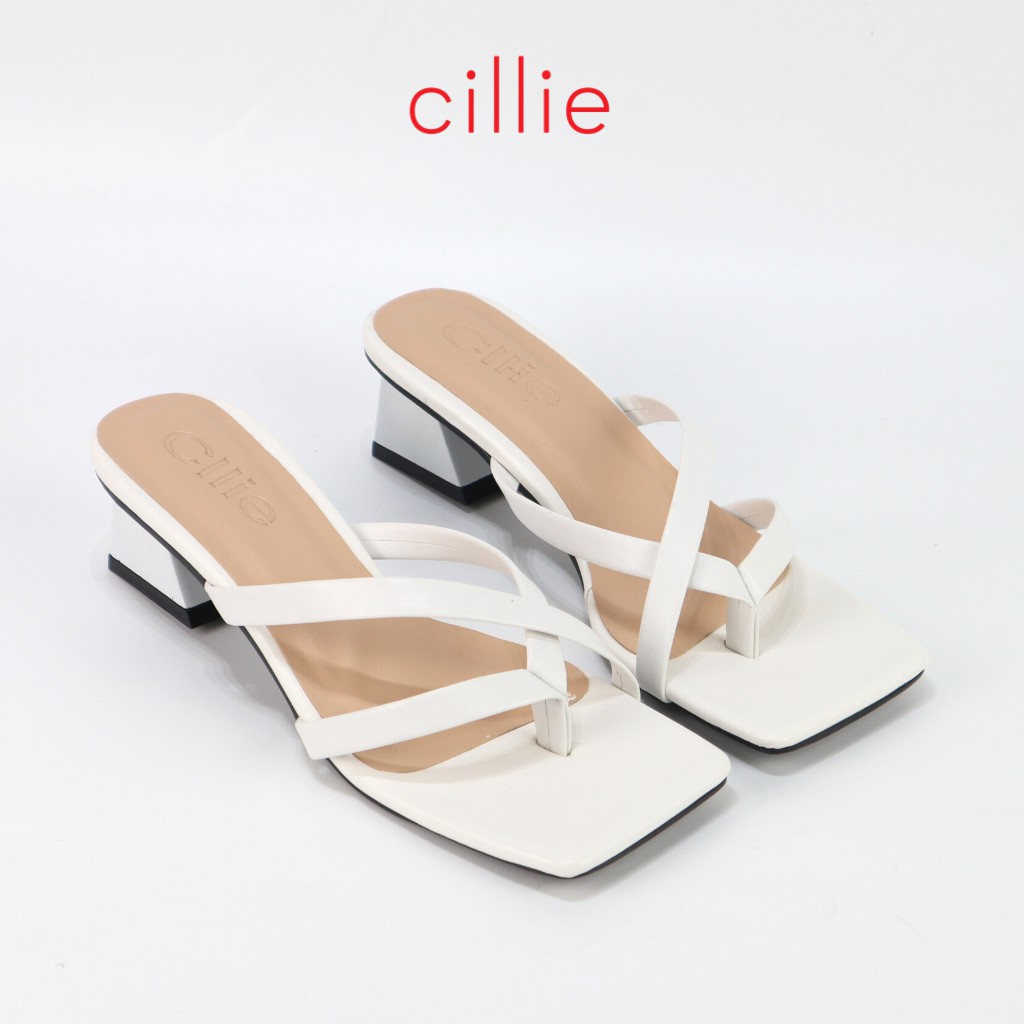 Guốc nữ cao gót mũi vuông xỏ ngón phối dây mang đi làm đi chơi dạo phố Cillie 2002