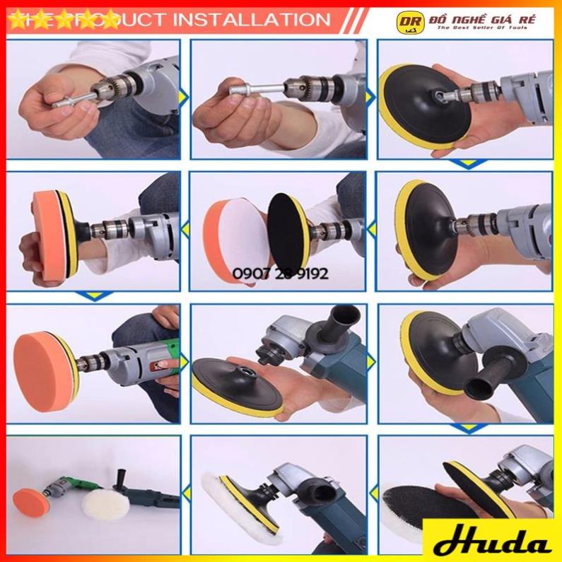 Bộ Phớt Đánh Bóng Xe ⚡️FREESHIP⚡️ Bông đánh bóng xe - Đầu Đánh Bóng Gắn Máy Khoan