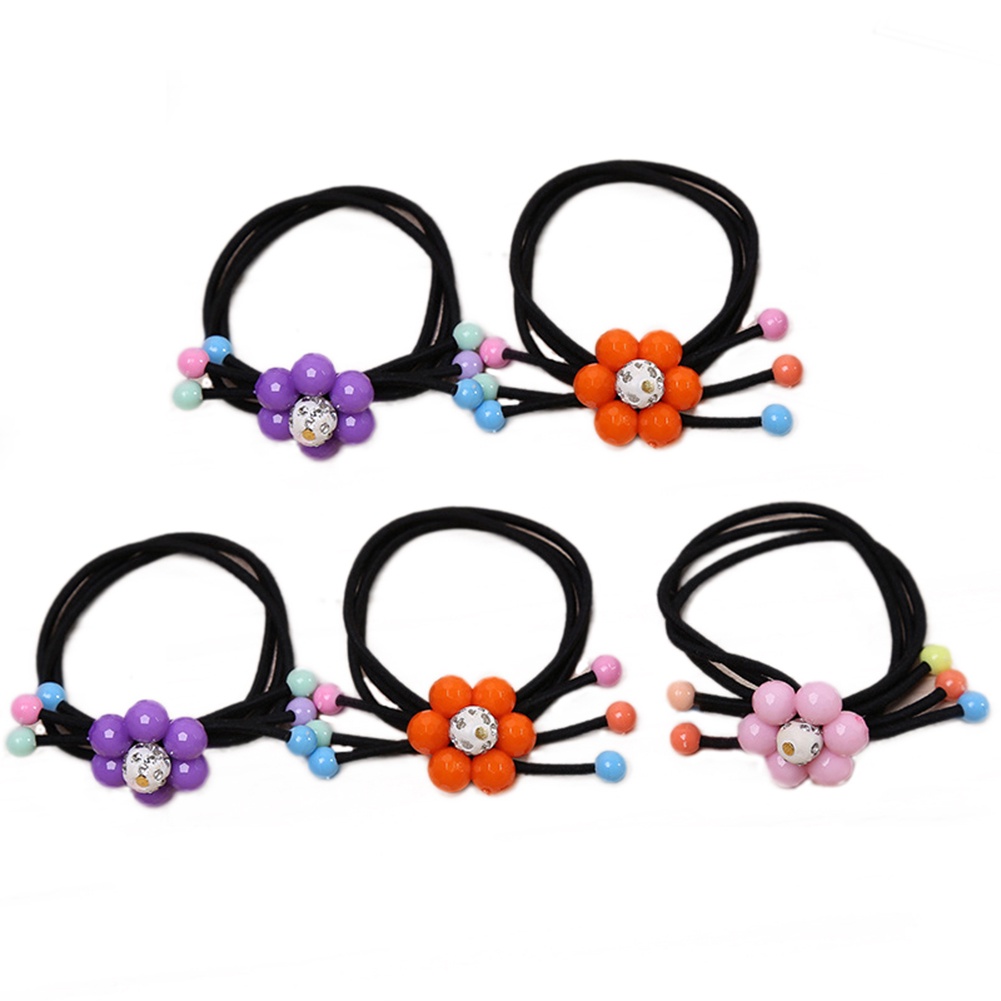 Dây buộc tóc đính hạt hoa đáng yêu cho bé gái