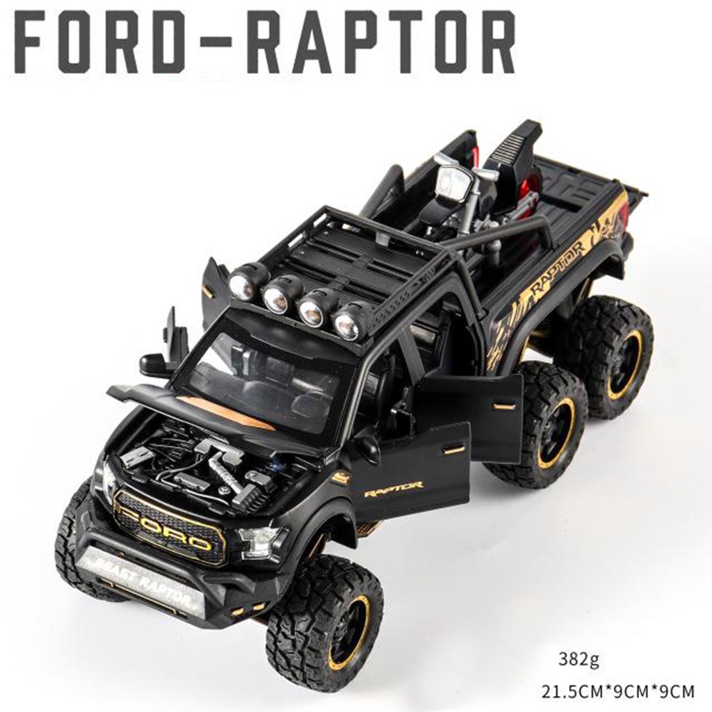 Mô Hình Xe Kim Loại  Ford Raptor F150 Tỷ Lệ 1:28 1:24 Ford F-150 Beast 6X6 Có đèn led, âm thanh, mở được cửa