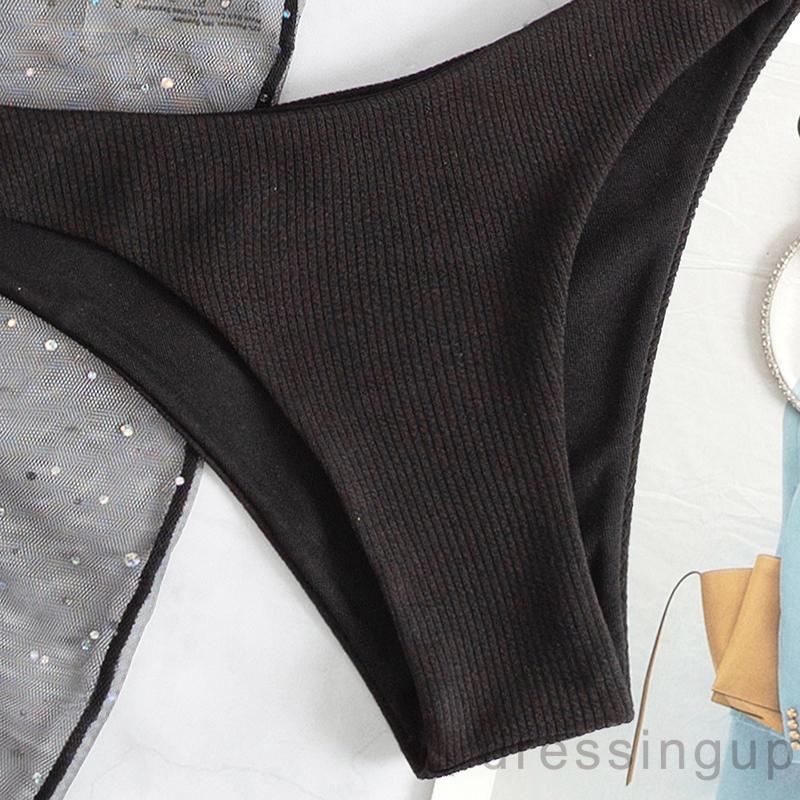 Bộ Đồ Bơi Đính Kim Sa Lấp Lánh Có Dây Đeo Cổ Độc Đáo Quyến Rũ Cho Nữ