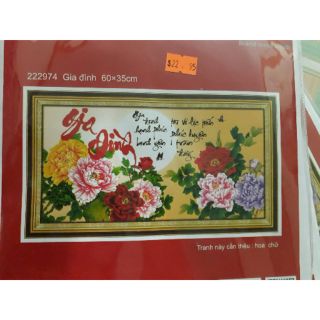 Tranh thêu chữ thập thư pháp 60 x 35cm