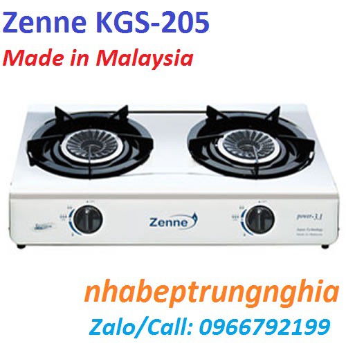 Bếp gas đôi Zenne KGS-205 và Van Dây - Hàng nhập khẩu Malaysia