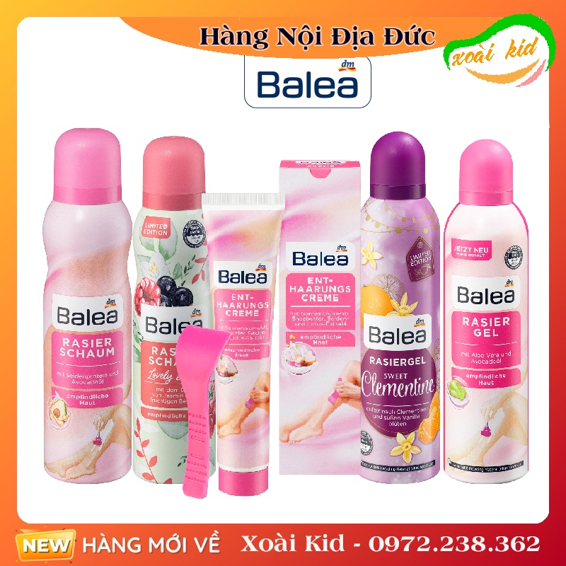 Bọt/Gel cạo lông Balea của Đức - Date mới Đủ Bill