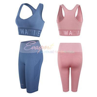 Set đồ tập gym ACTIVE tập yoga,aerobic nữ EVA Sport vải dệt kim ,co giãn tốt, mặc ôm dáng, nâng mông, tôn vòng 3