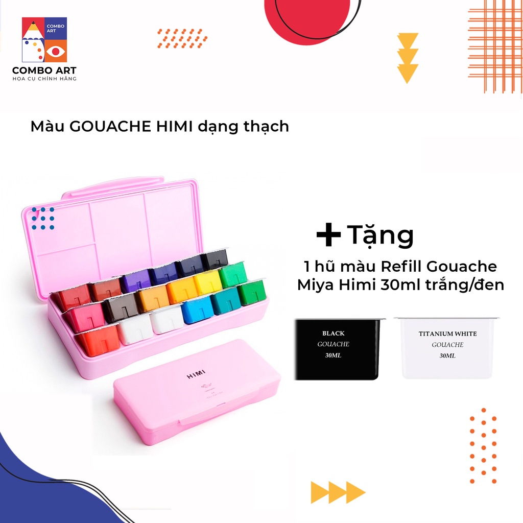 NEW Màu Gouache Himi MIYA Dạng Thạch Bộ 18 và 24 màu Himi màu nước Tặng