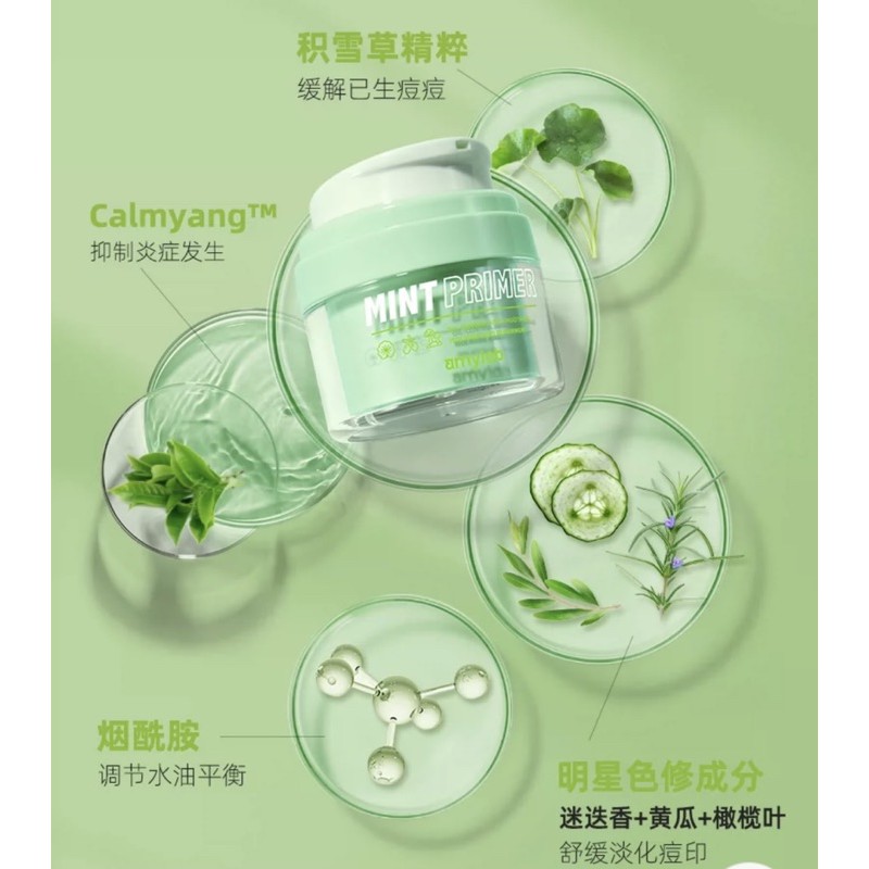 Kem lót trang điểm dành cho da dầu và da khô Mint Primer của Amylab | BigBuy360 - bigbuy360.vn