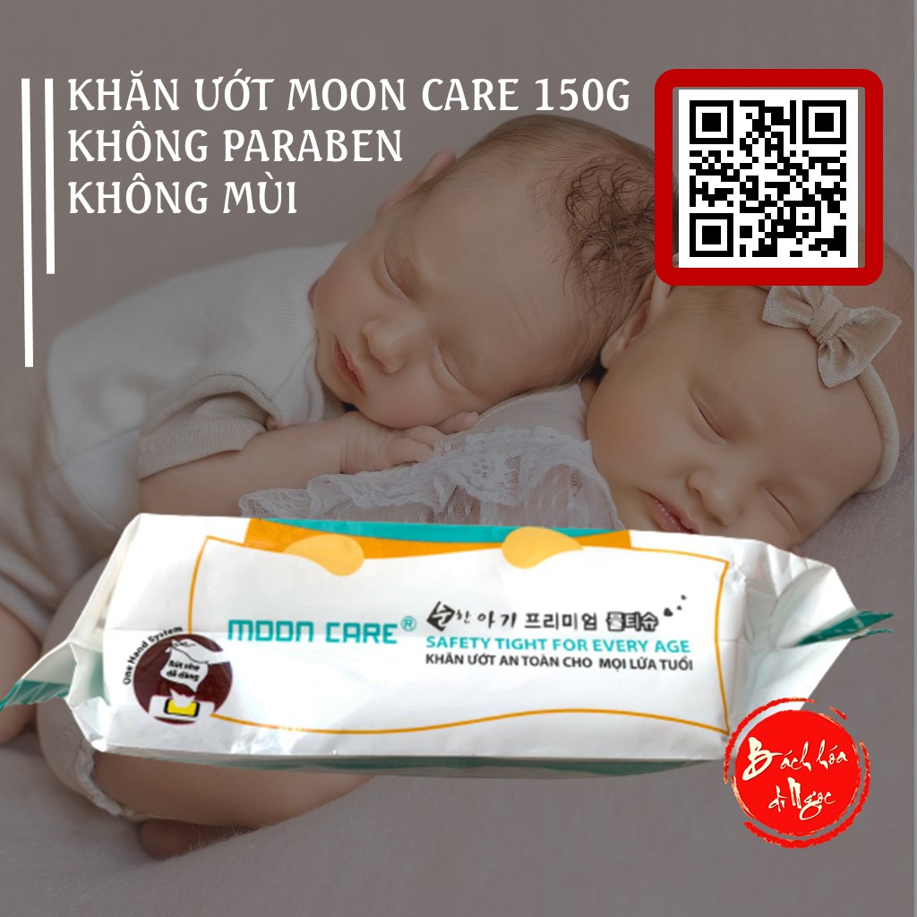Khăn giấy ướt Baby Wipes Moon Care loại lớn hơn 150g (30x26cm) không mùi, không paraben [Mã NGOCMC150 giảm 5K đơn 99K]
