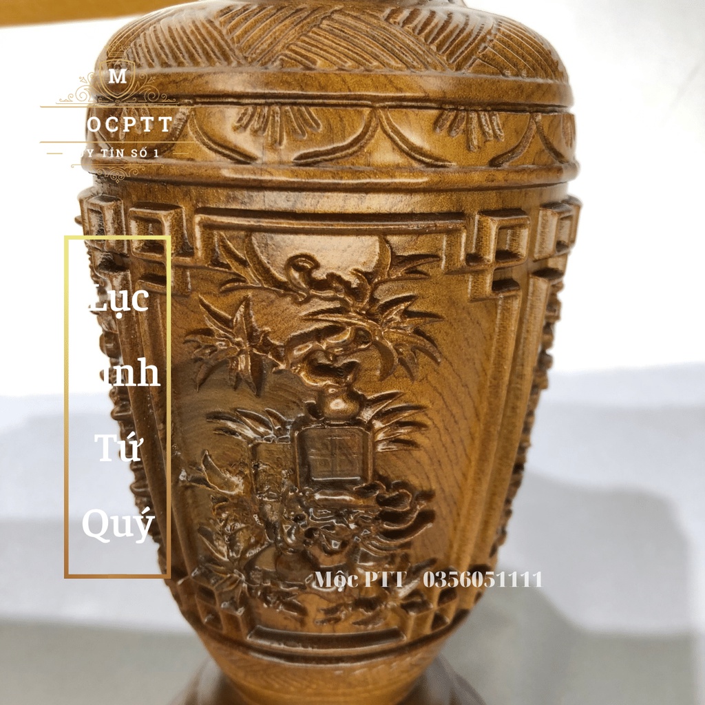 Lục Bình Lộc Bình Gỗ mẫu Tứ Quý kích thước Cao 25 30 Cm