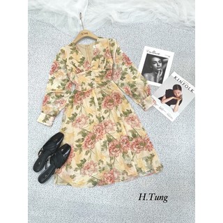 váy hoa voan tơ QC