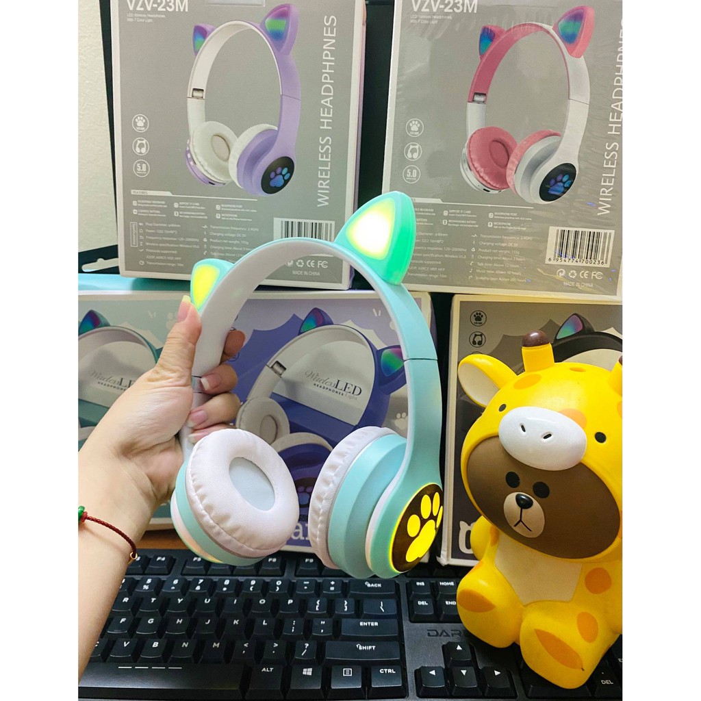 Tai Nghe Mèo Bluetooth Cao Cấp, Tai Nghe Không Dây Chơi Game , Headphone Mèo Có mic, Chống Ồn, Đèn Led -A_Tstores | BigBuy360 - bigbuy360.vn