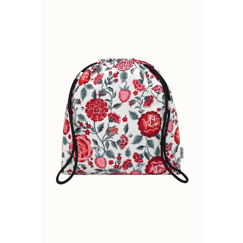 Cath Kidston - Túi dây rút/Recycled Satin Drawstring Pouch - Strawberry Garden  - Cream/Pink -1042320