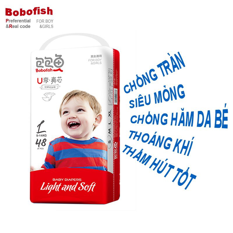 Thùng Bỉm BOBOFISH 2 Bịch Dán/Quần Nội Địa Trung Cao Cấp S120-M104-M100-L92-XL84-XXL76-XXXL72