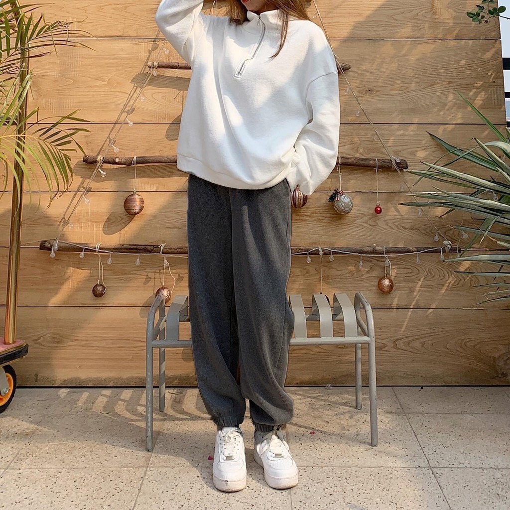 Quần Jogger nữ rộng mẫu 2021 bo gấu trơn bo gấu chất da cá - Quần thun nữ thu đông chất đẹp | BigBuy360 - bigbuy360.vn