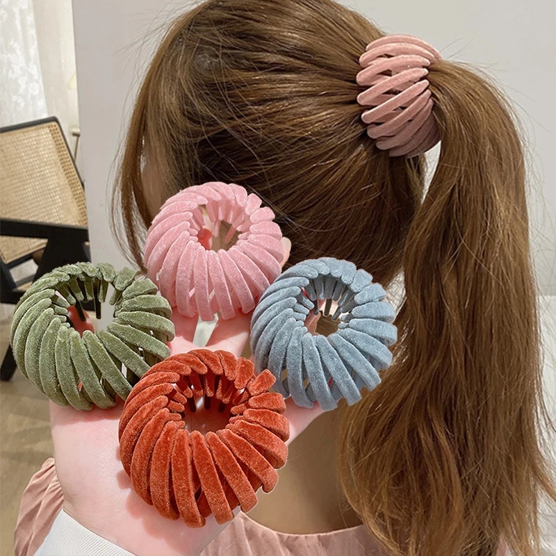 Dây Buộc Tóc Nhung Hình Tổ Chim Linh Hoạt / Cài Tóc Bằng Acrylic Dành Cho Nữ