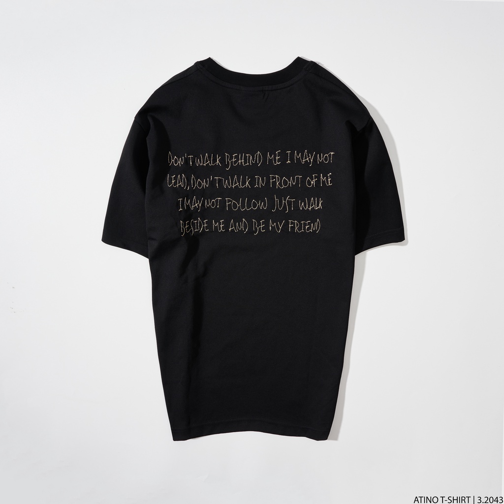 Áo Phông Nam Cộc Tay Cổ Tròn Thêu Chữ FRIEND ATINO chất liệu Cotton thoáng mát form Fitted AP3.2043