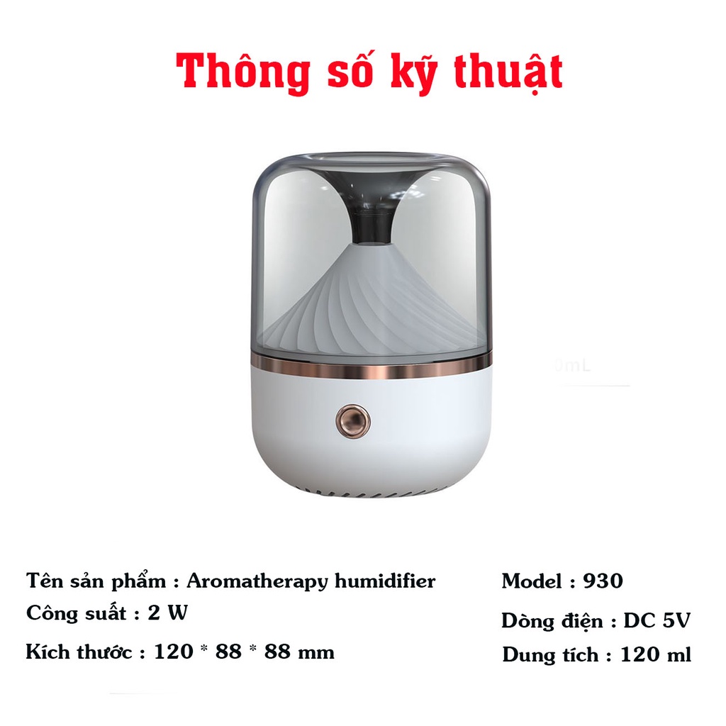 Máy xông tinh dầu cho phòng ngủ , ô tô - phun sương tạo độ ẩm 120ml ( đèn led 7 màu đẹp )