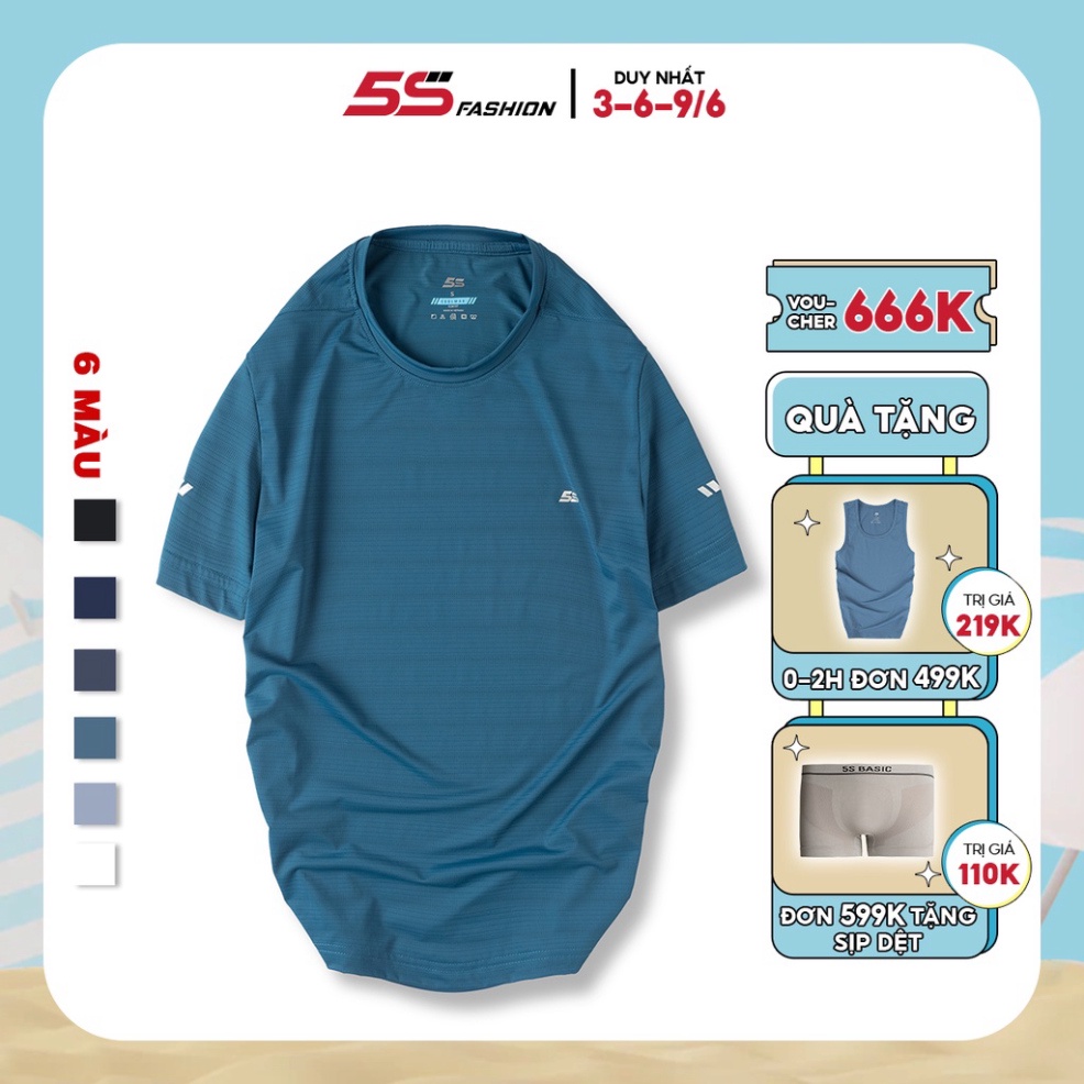 (Hàng Sỉ) Áo Thun Nam 5S ERIC (6 Màu) Cổ Tròn, Bề Mặt Đục Lỗ Thoáng Mát, Bền Màu, Chống Nhăn, Kháng Khuẩn Hiệu Quả (TSO2