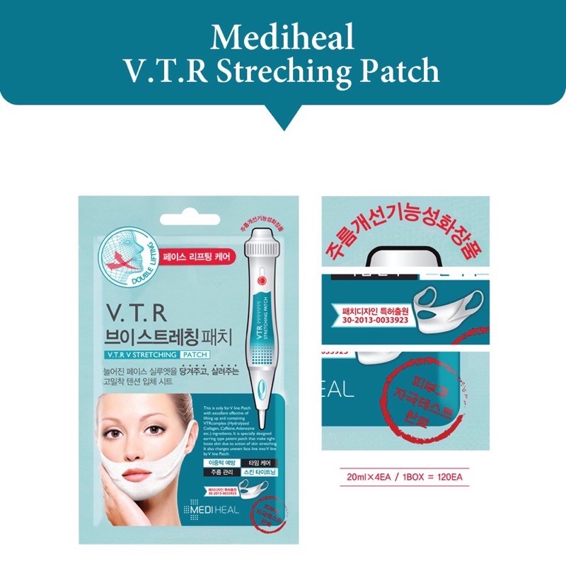 Mặt Nạ Nâng Cơ Giảm Mỡ Thừa Tạo Hình V- line Mediheal V.T.R Stretching patch 23ml