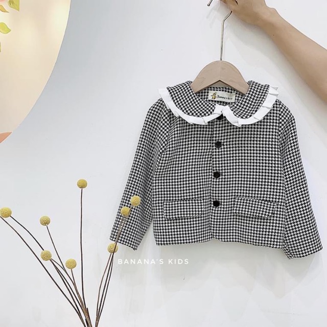 Áo khoác dạ bé gái phối bèo cổ