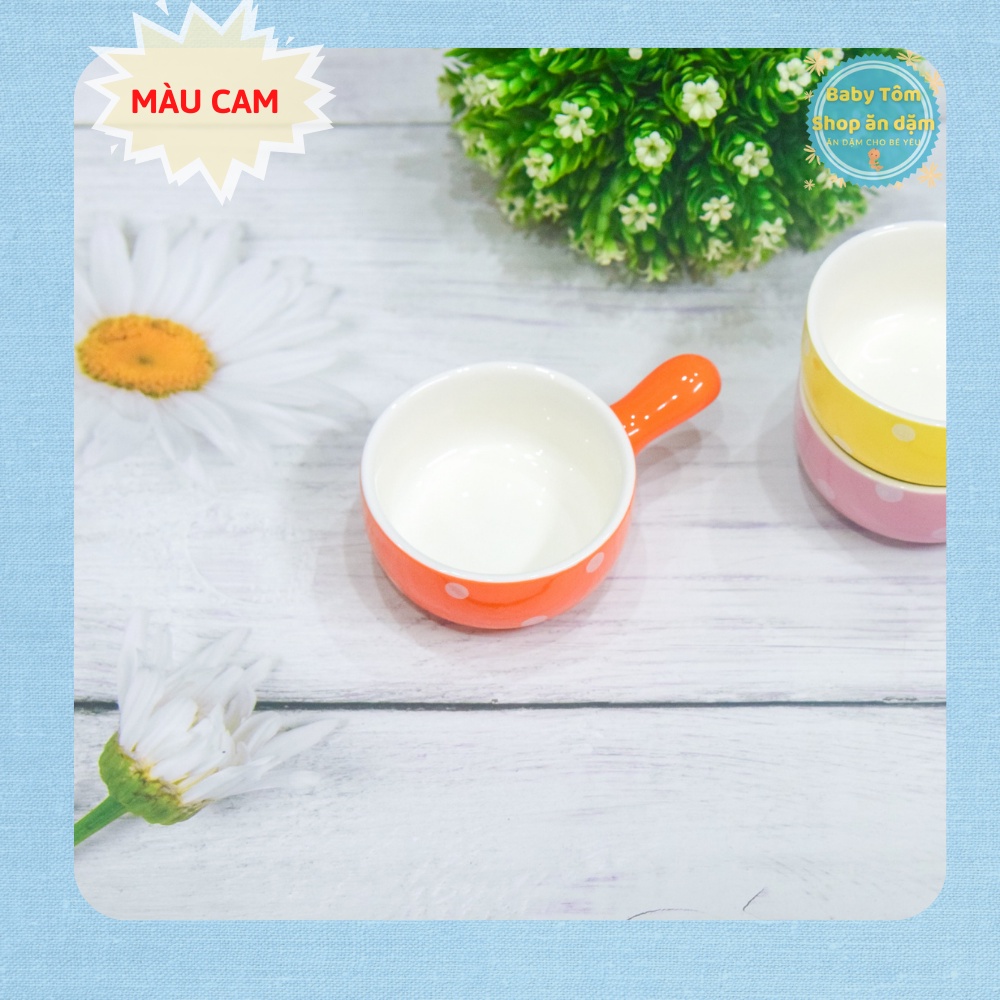 Bát ăn dặm gốm sứ hình Gáo chấm bi, dung tích 80ml NPP Baby Tôm