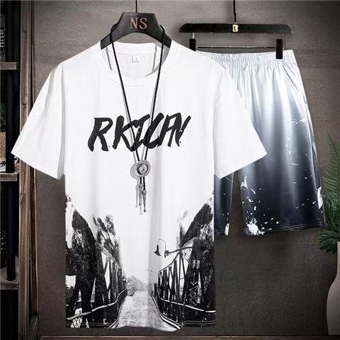 Đồ bộ thun ngắn tay 2022 Ice Ice xu hướng mùa hè mới phiên bản Hàn Quốc Slim fit cá tính DB40