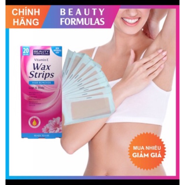 Miếng dán tẩy lông chân và body Beauty formulas ( hộp 20 lần dán)