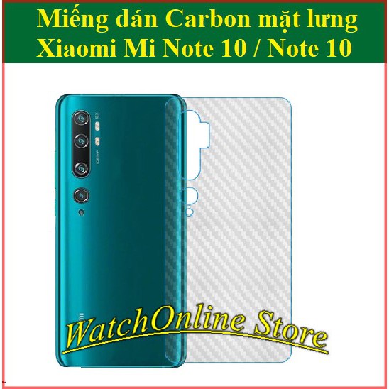 Dán carbon mặt lưng Xiaomi Mi note 10 / Note 10