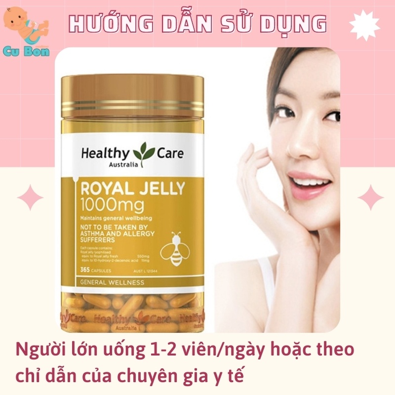 sữa ong chúa úc Healthy Care Royal Jelly 1000 365 viên