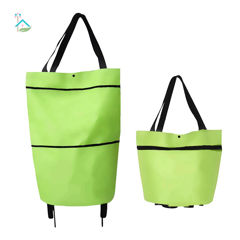 Túi Mua Sắm 2 Trong 1 Có Bánh Xe Kéo Và Gấp Gọn Tiện Dụng