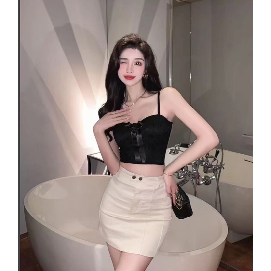 Hot - Áo bra ren dáng lửng đính nơ siêu đẹp mã 1888