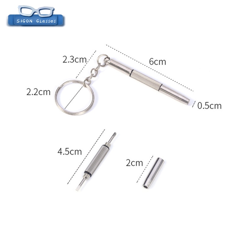 Tua Vít Mini 3 Trong 1 Sửa Kính Mát Đồng Hồ Kèm Móc Khóa Tiện Dụng